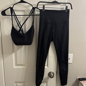 Beyond Yoga Black Strappy Sports Bra and High-Waist Leggings Set